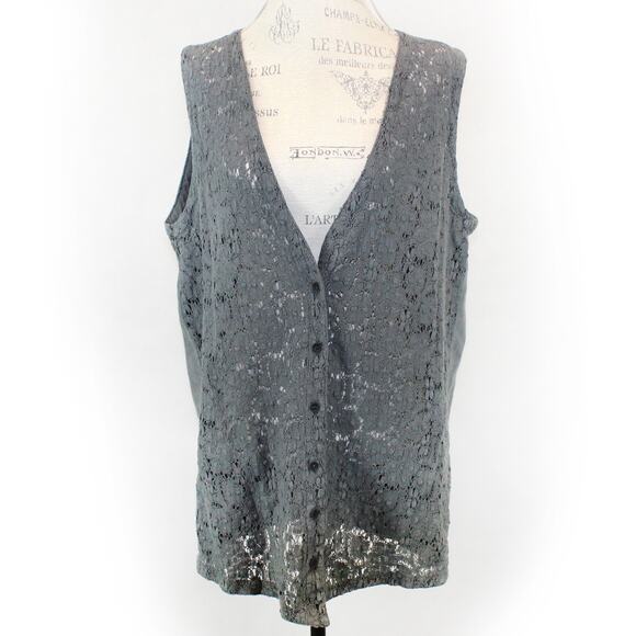 CMC Color Me Cotton Art to Wear Gauze shirt top tunic vest lace Small Made USA - Picture 1 of 7